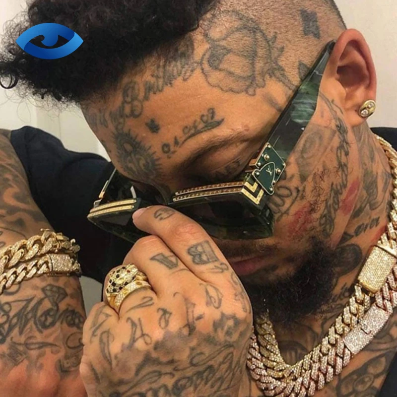 Luxury Men's Red Square Frame Sunglasses