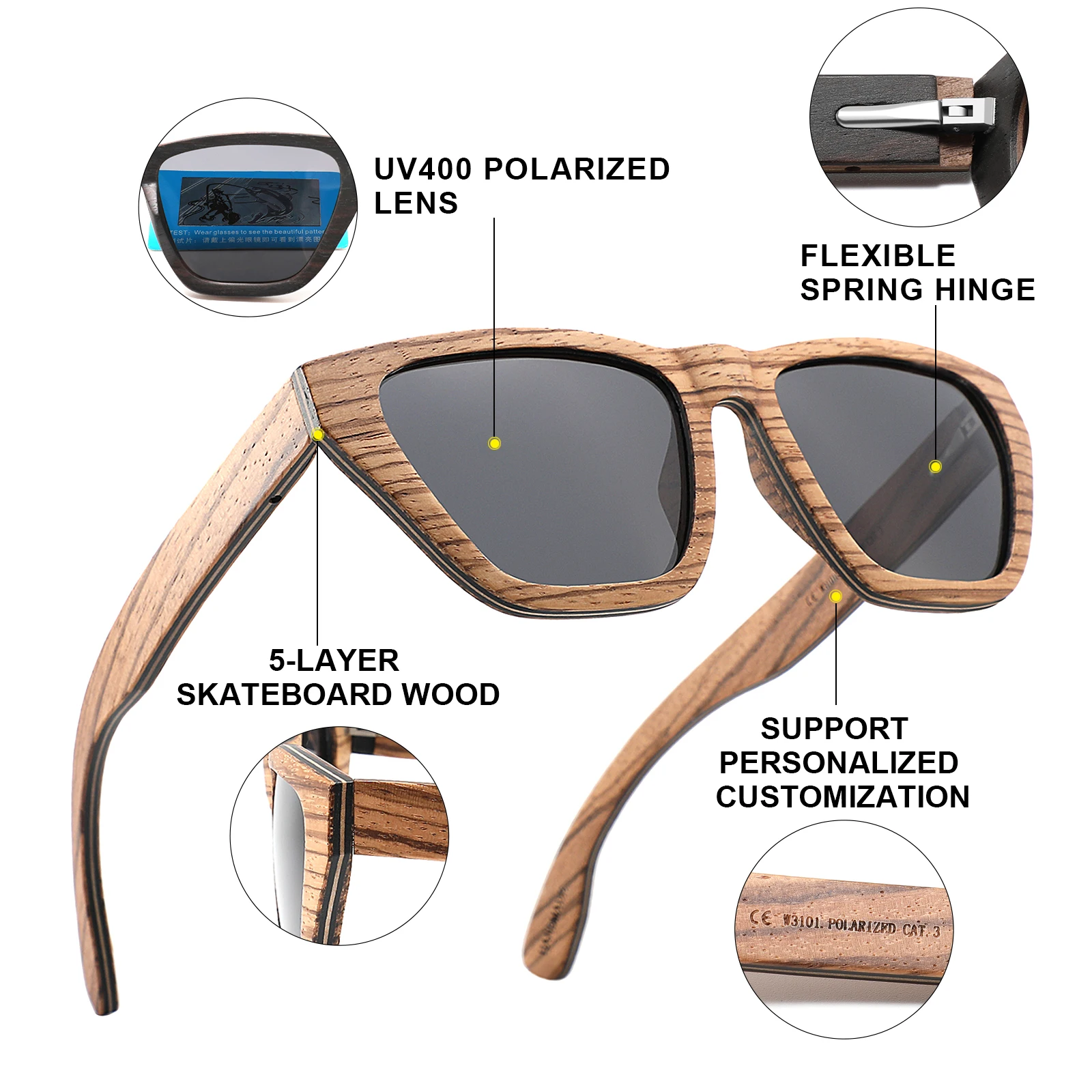 Luxury Retro Square Sunglasses with Polarized Lenses
