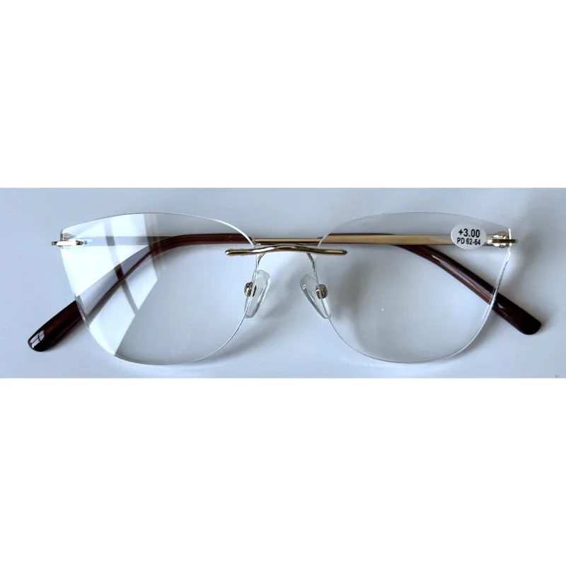 Luxury Cat-Eye Rimless Reading Glasses