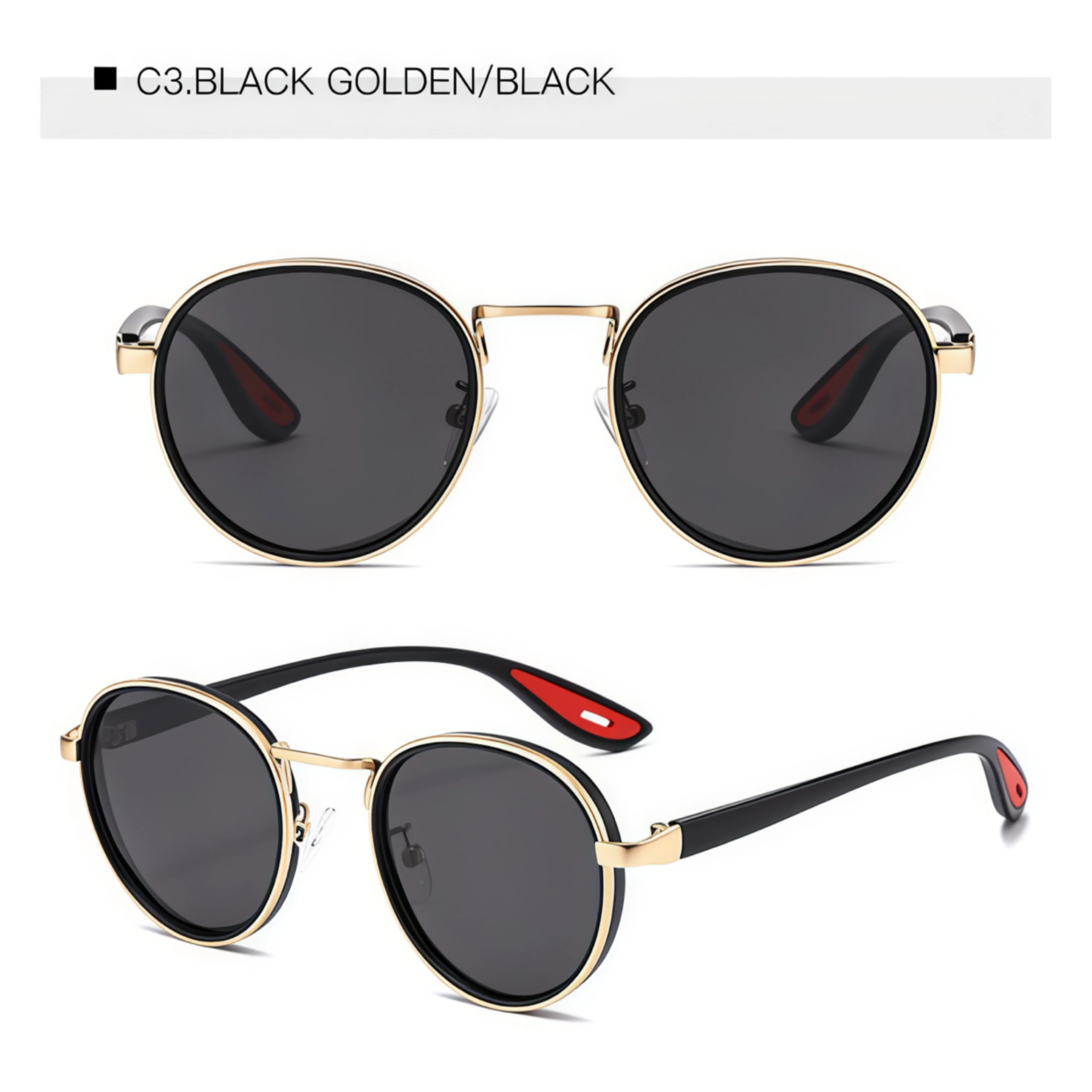 Retro Metal Bezel Round Frame Men's Sunglasses