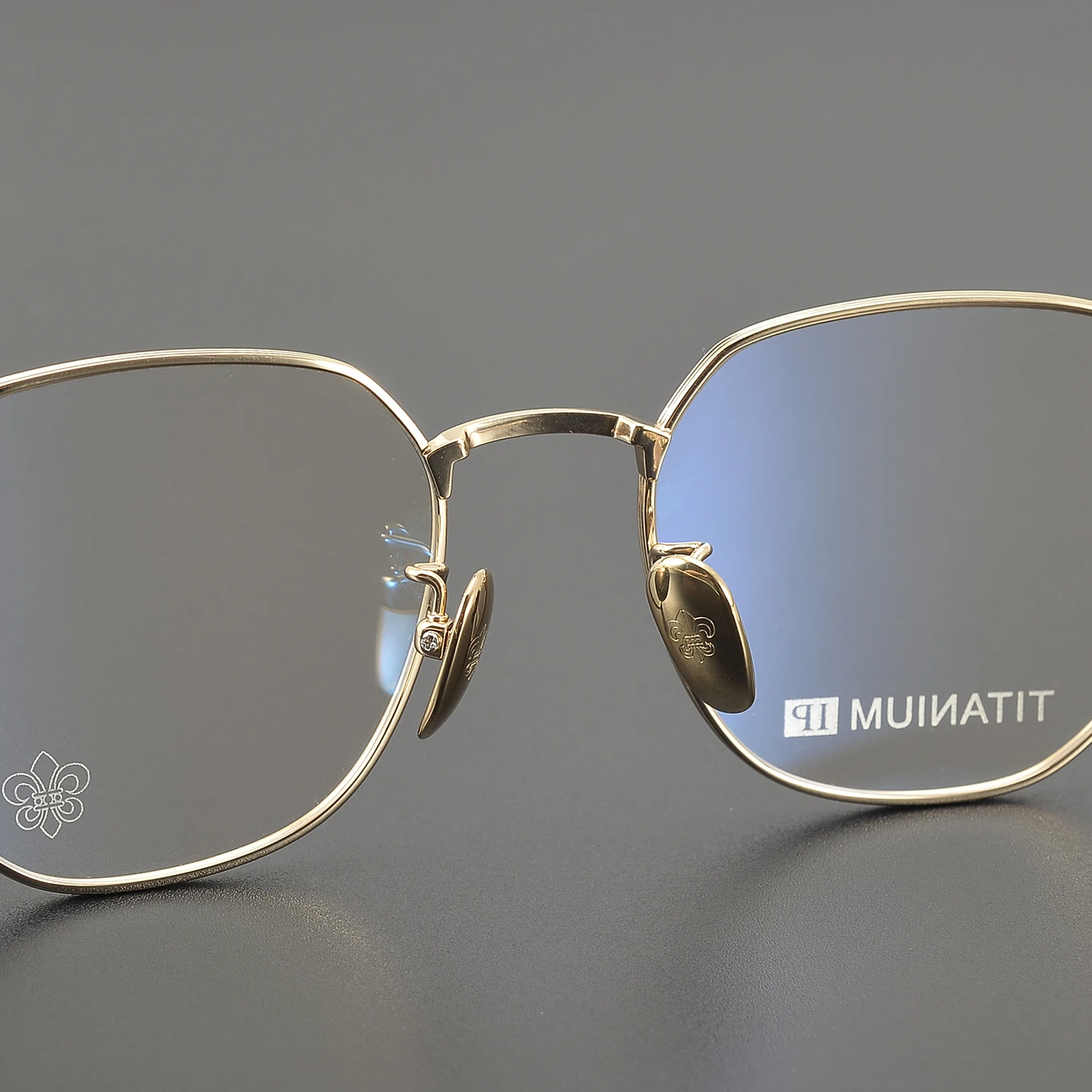 Polygonal Titanium Gold Light Pink Eyeglasses