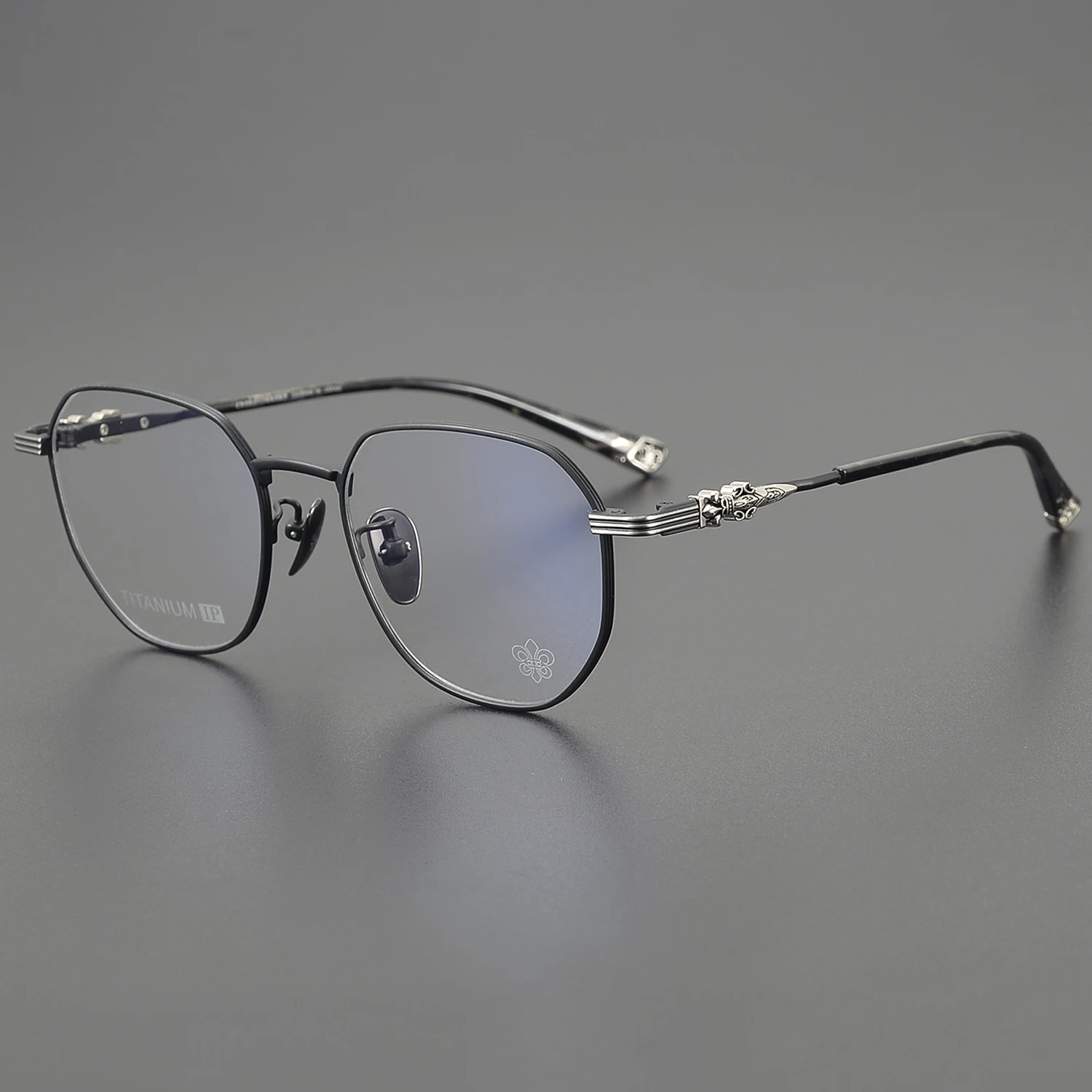 Polygonal Titanium Gold Light Pink Eyeglasses