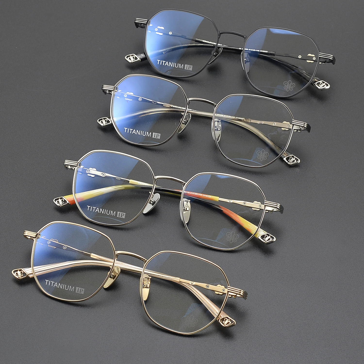 Polygonal Titanium Gold Light Pink Eyeglasses