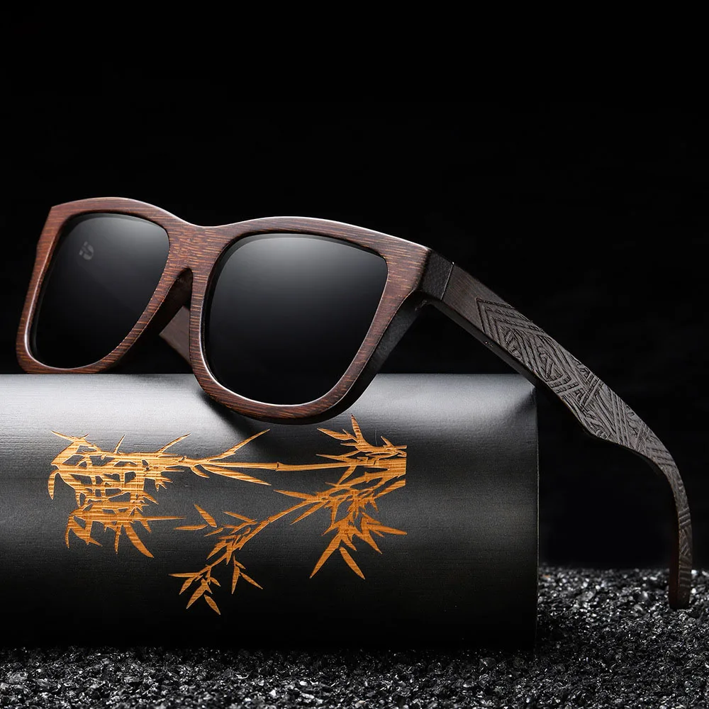 Custom Logo Wood Frame Polarized Sunglasses