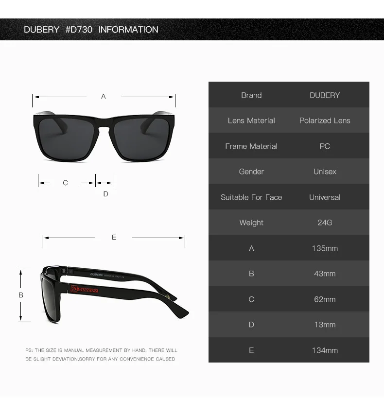 Dubery 730 Polarized Sunglasses for Men & Women