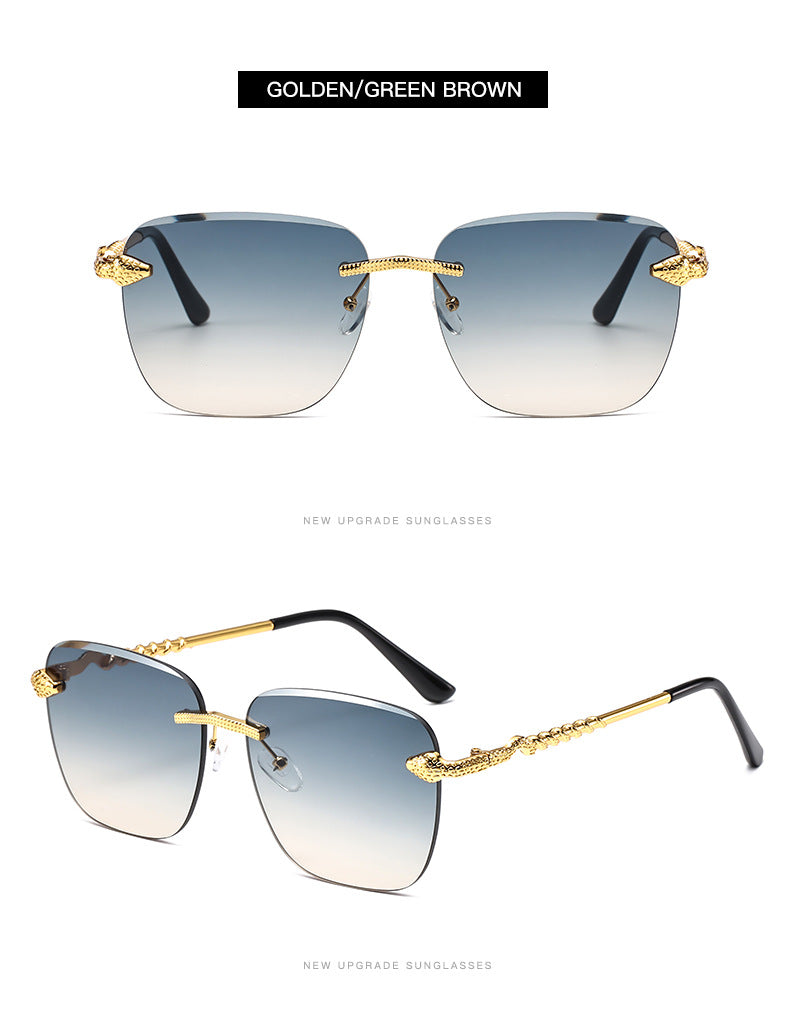 Square Rimless Metal Sunglasses Women - Image 3