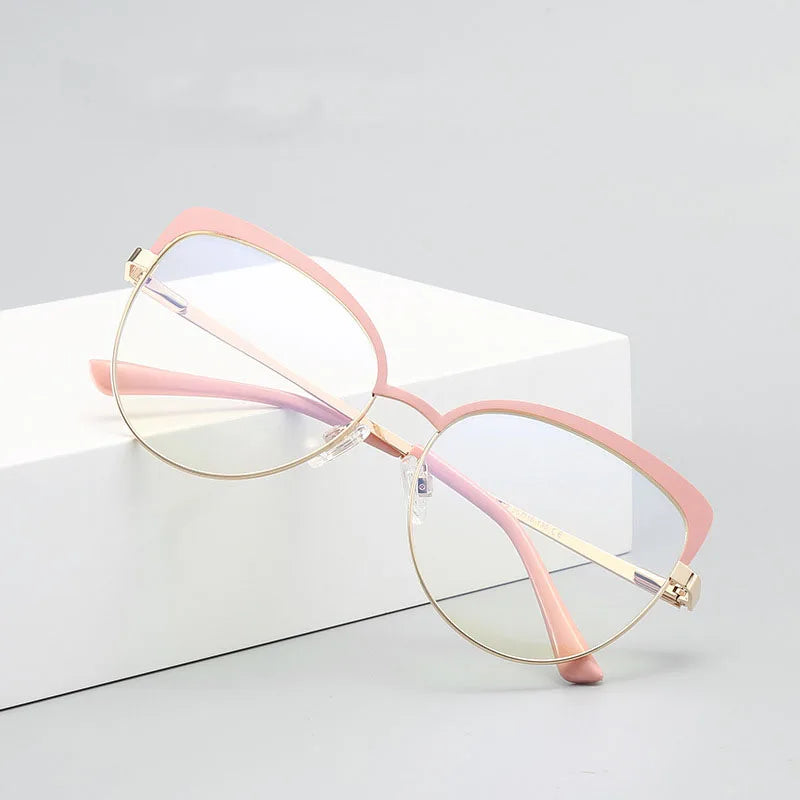 Stylish Women's Blue Light Blocking Metal Eyeglass Frames