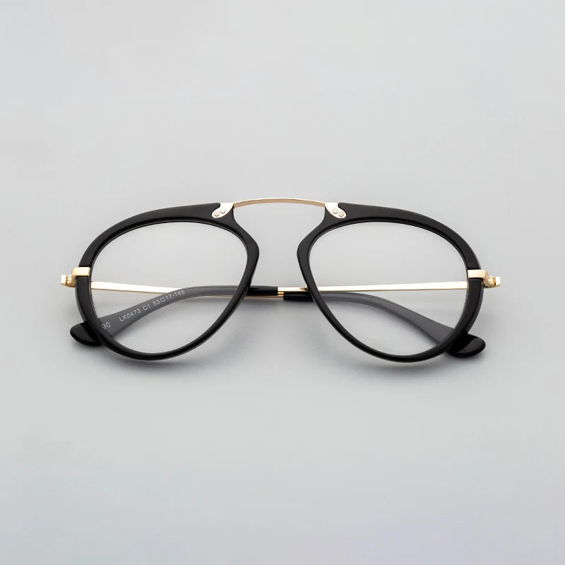 Retro TR90 Titanium Eyeglasses Gray Transparent Unisex