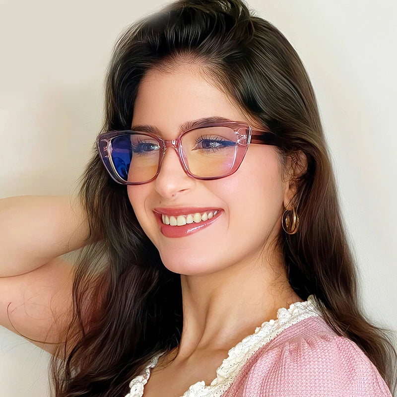 Unisex TR90 Cat Eye Blue Light Glasses with Spring Hinges