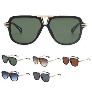 Gold Metal Polarized Square Sunglasses for Men UV400