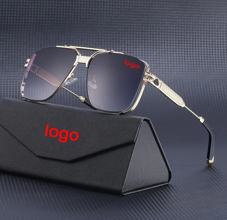 Retro Luxury Double Bridge Steampunk Square Sunglasses for Men