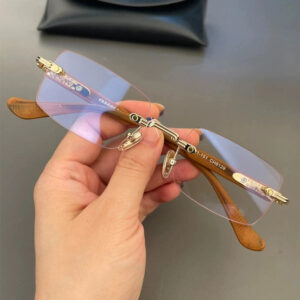 Unisex Retro Square Blue Light Reading Glasses Rimless Metal Frames