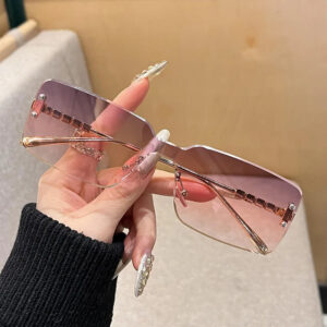 Unique Frameless Purple Women's Luxury Sunglasses 2026 New High Quality Small Square Metal Gold Male Rimless Sun Glasses for Men