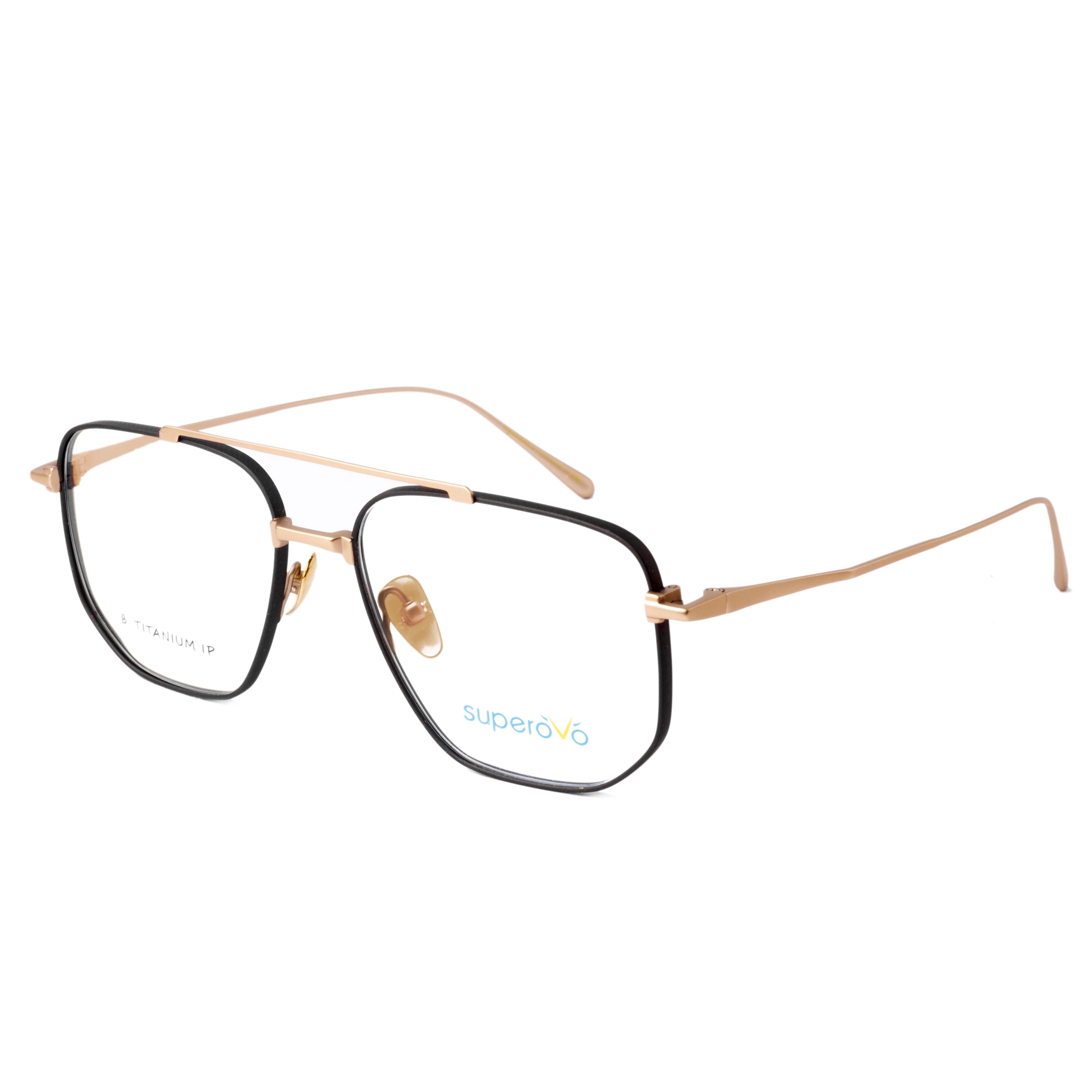 Titanium Gold Rectangular Blue Light Glasses for Reading