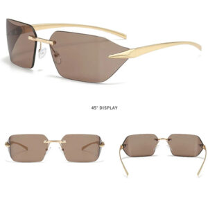 Rimless Rectangle UV400 Sunglasses Unisex Fashion Shades