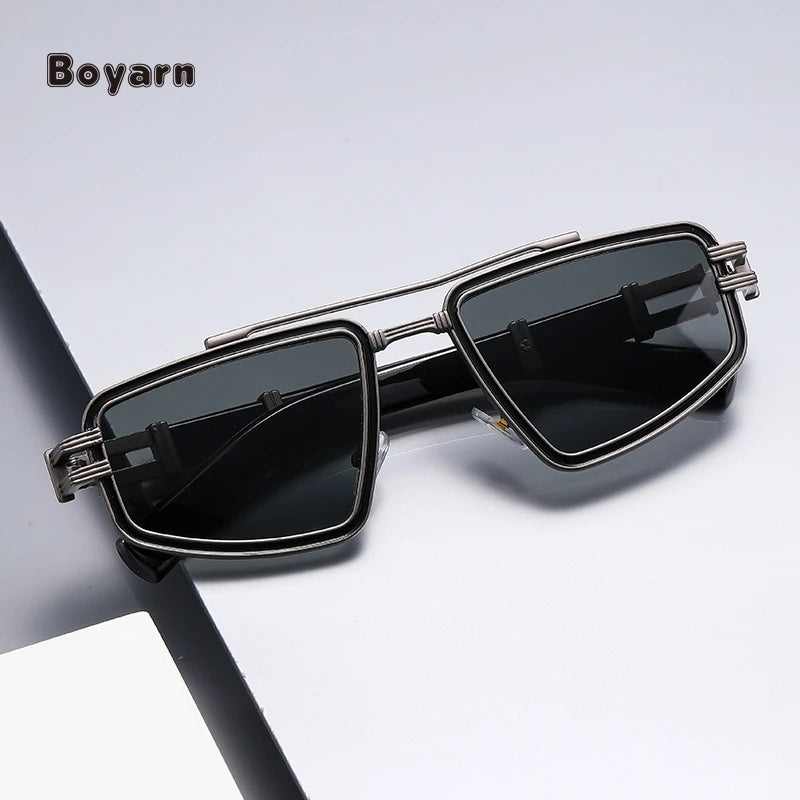 Boyarn Steampunk UV400 Metal Frame Sunglasses for Men & Women