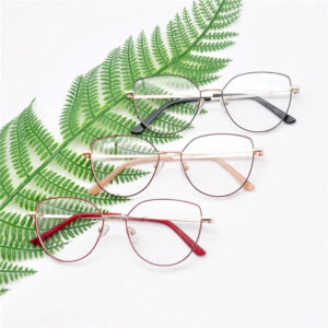 China Slim Oversized Metal Eyeglasses Frame for Diamond Face Shape