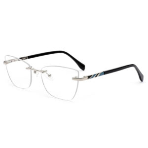 Square Cat Eye Rimless Metal Glasses Frames for All Faces