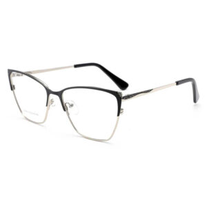 Cat Eye Metal Eyeglasses for Women with Spring Hinges
