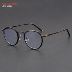 Vintage Round Metal Blue Light Glasses for Men & Women