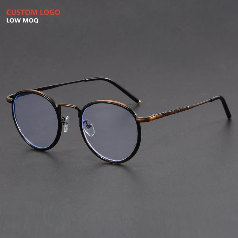 Vintage Round Metal Blue Light Glasses for Men & Women