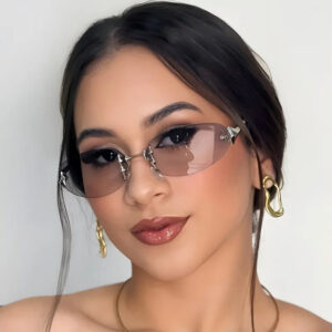 Women's Small Oval Rimless Sunglasses