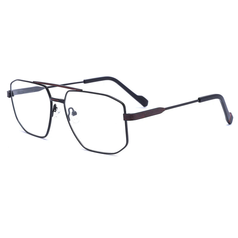 Men's Retro Metal Pilot Eyeglasses Frames with Spring Temple