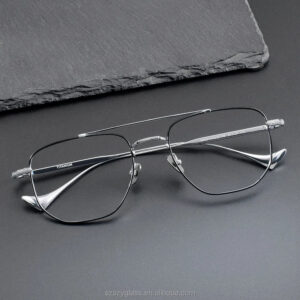 Titanium Men's Double Bridge Eyeglasses Diamond Face