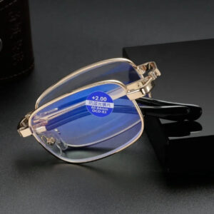 Folding Bifocal Reading Glasses with Blue Light Filter & Case