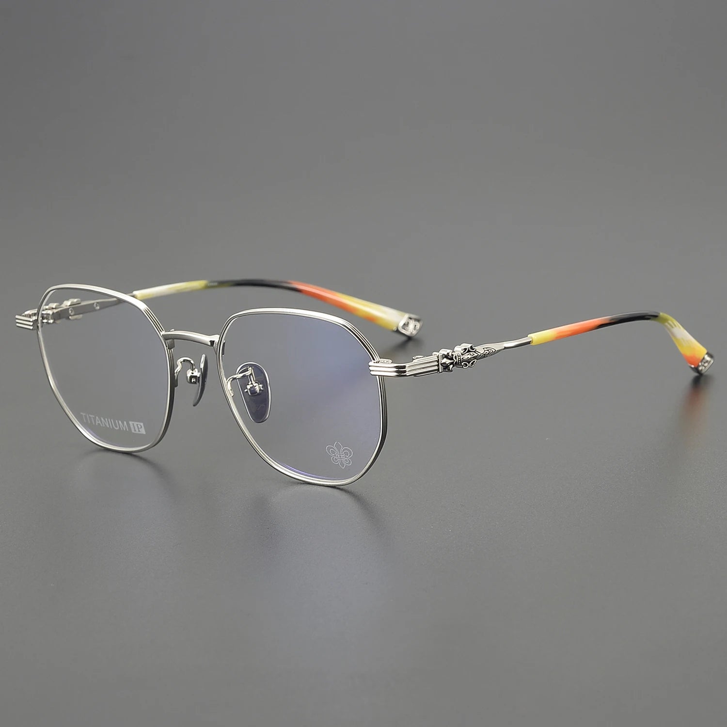Polygonal Titanium Gold Light Pink Eyeglasses - Image 14