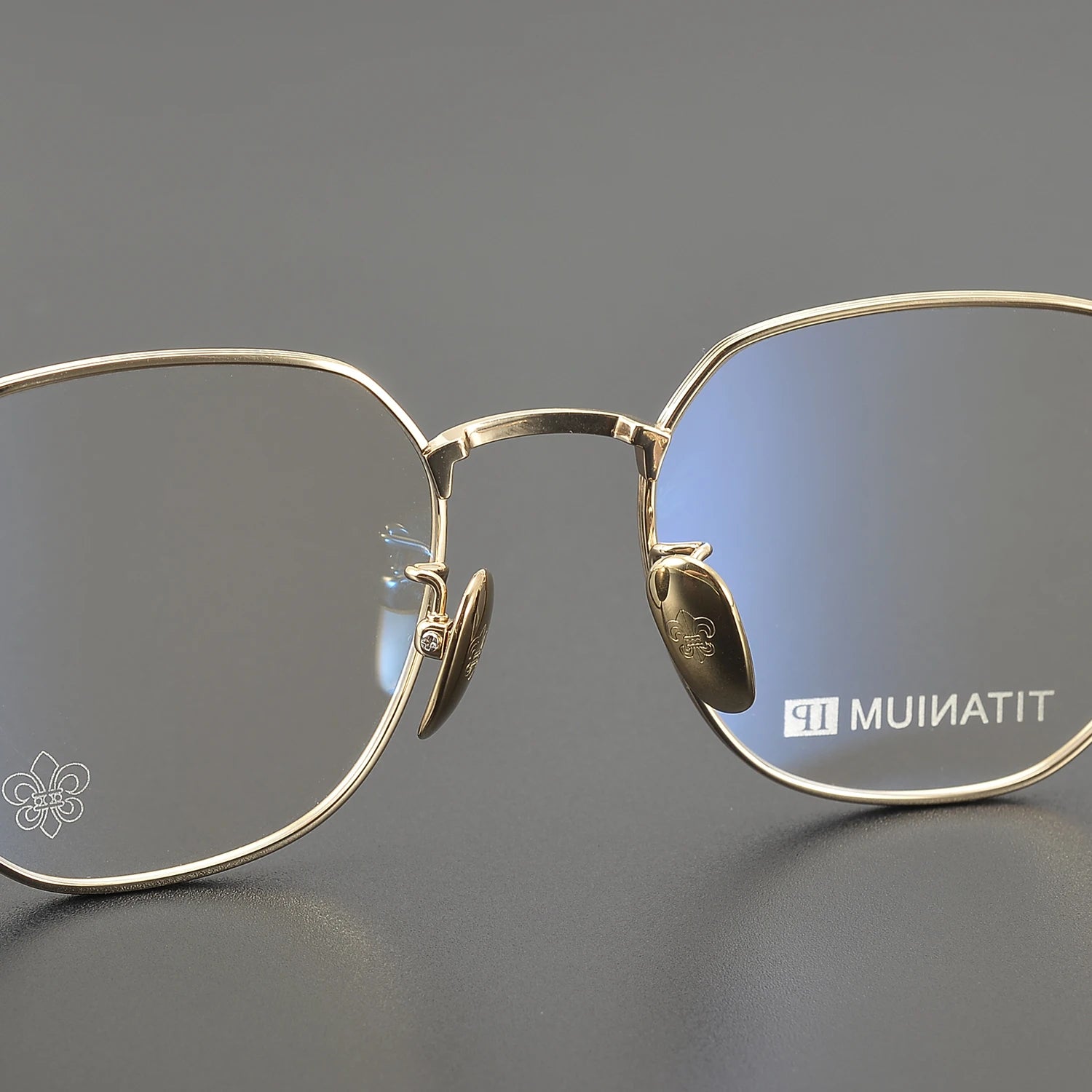 Polygonal Titanium Gold Light Pink Eyeglasses - Image 4