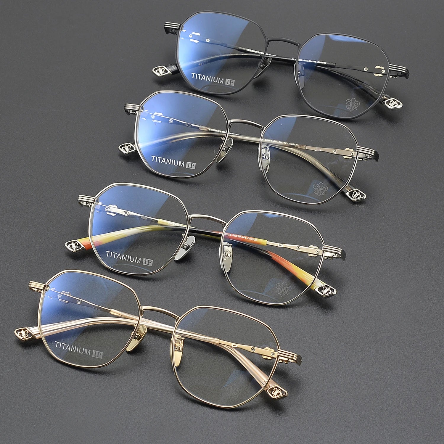 Polygonal Titanium Gold Light Pink Eyeglasses - Image 2