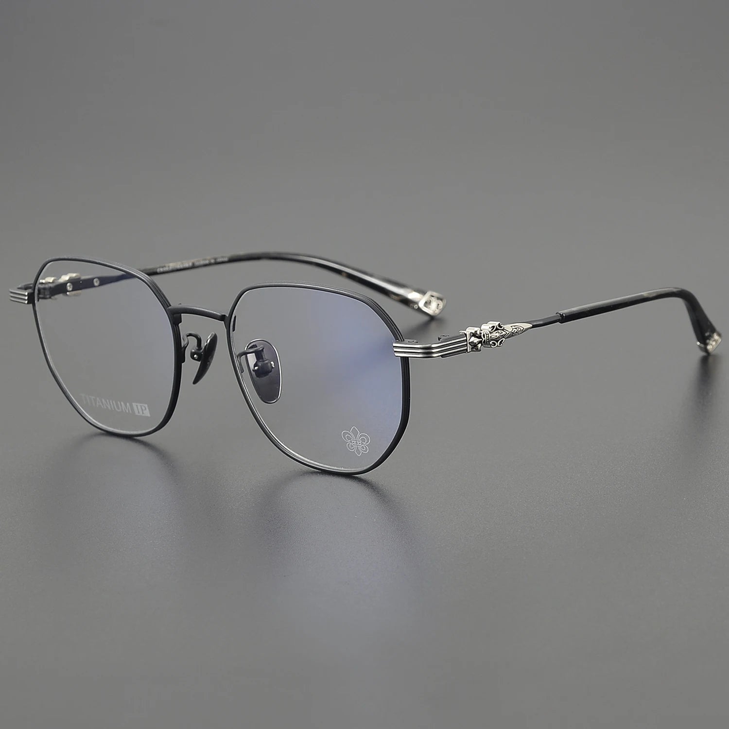 Polygonal Titanium Gold Light Pink Eyeglasses - Image 13